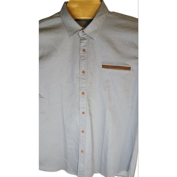 Coofandy‎ Leather Accents Mens Casual Dress Shirt Button down Long Sleeve - Picture 2 of 6
